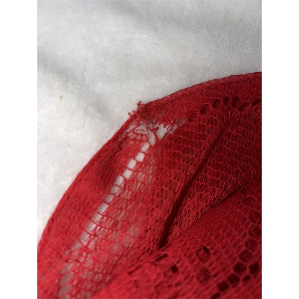 Vintage 70s Red Lace Tablecloth 70